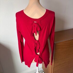 New York & Company Vibrant Red Long Sleeve Top | Women’s Size S | Stretch Knit